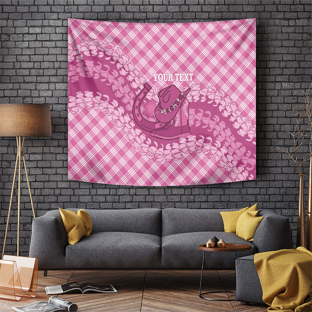 Alaka Hawaii Cowboy Palaka Motifs Personalised Tapestry Paniolo Festival Puakenikeni Lei LT14 Pink - Polynesian Pride