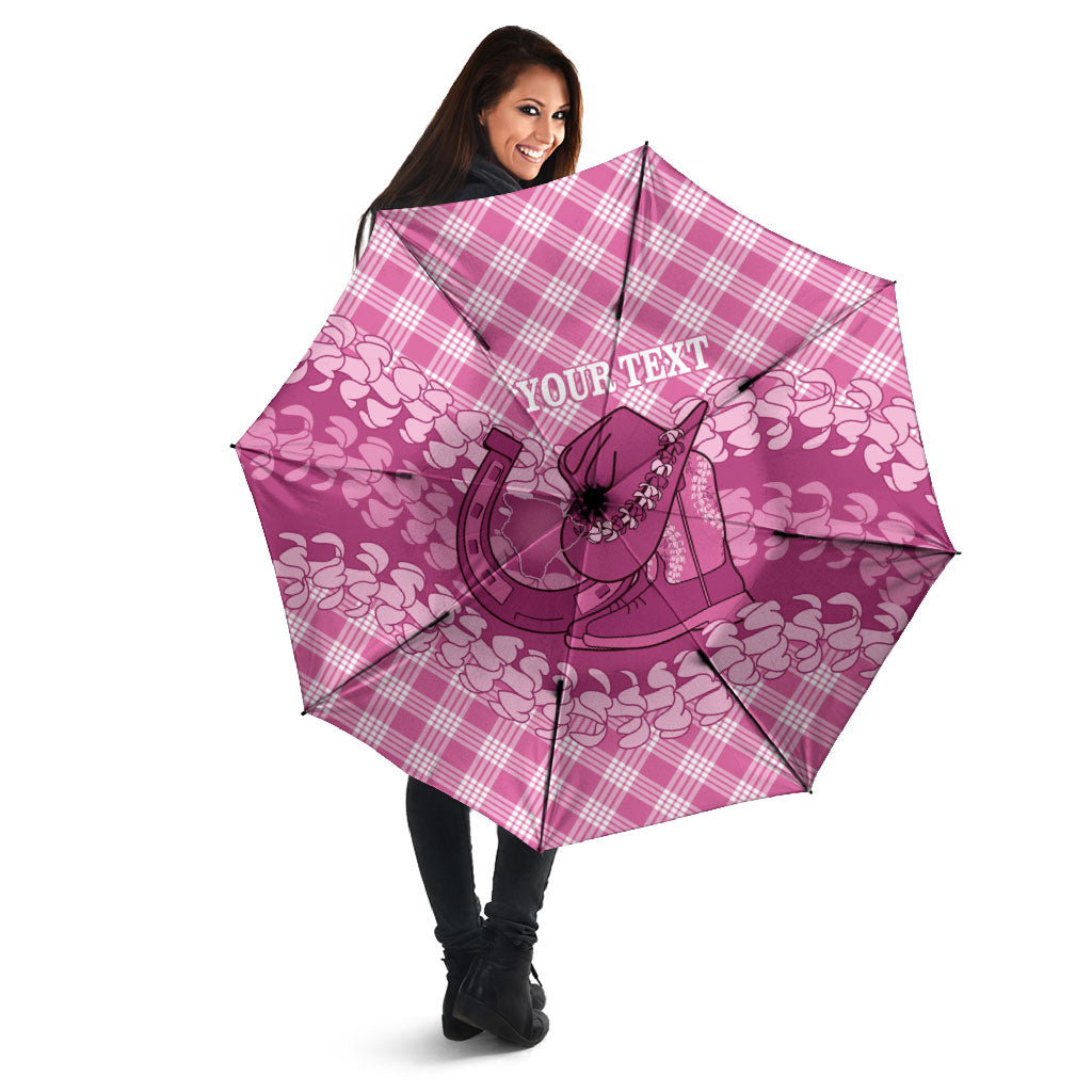 Alaka Hawaii Cowboy Palaka Motifs Personalised Umbrella Paniolo Festival Puakenikeni Lei LT14 - Polynesian Pride