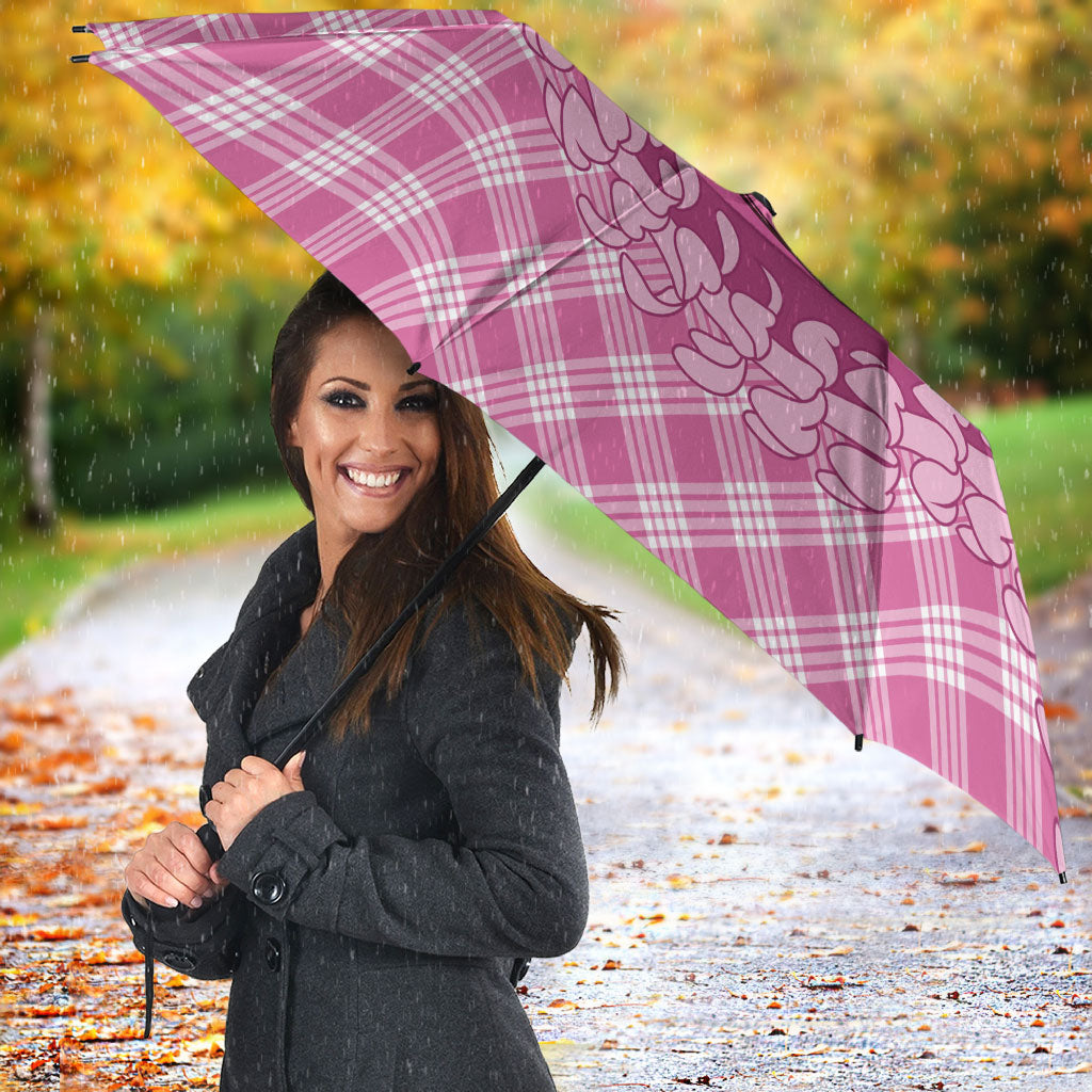 Alaka Hawaii Cowboy Palaka Motifs Personalised Umbrella Paniolo Festival Puakenikeni Lei LT14 - Polynesian Pride