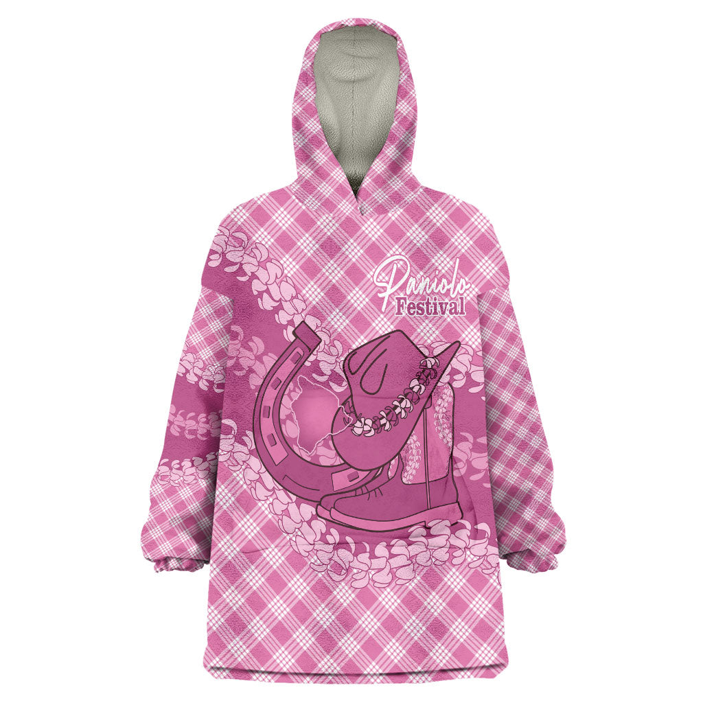 Alaka Hawaii Cowboy Palaka Motifs Personalised Wearable Blanket Hoodie Paniolo Festival Puakenikeni Lei