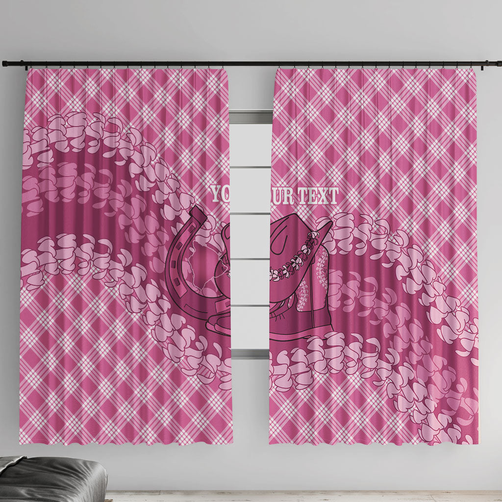 Alaka Hawaii Cowboy Palaka Motifs Personalised Window Curtain Paniolo Festival Puakenikeni Lei LT14 With Hooks Pink - Polynesian Pride
