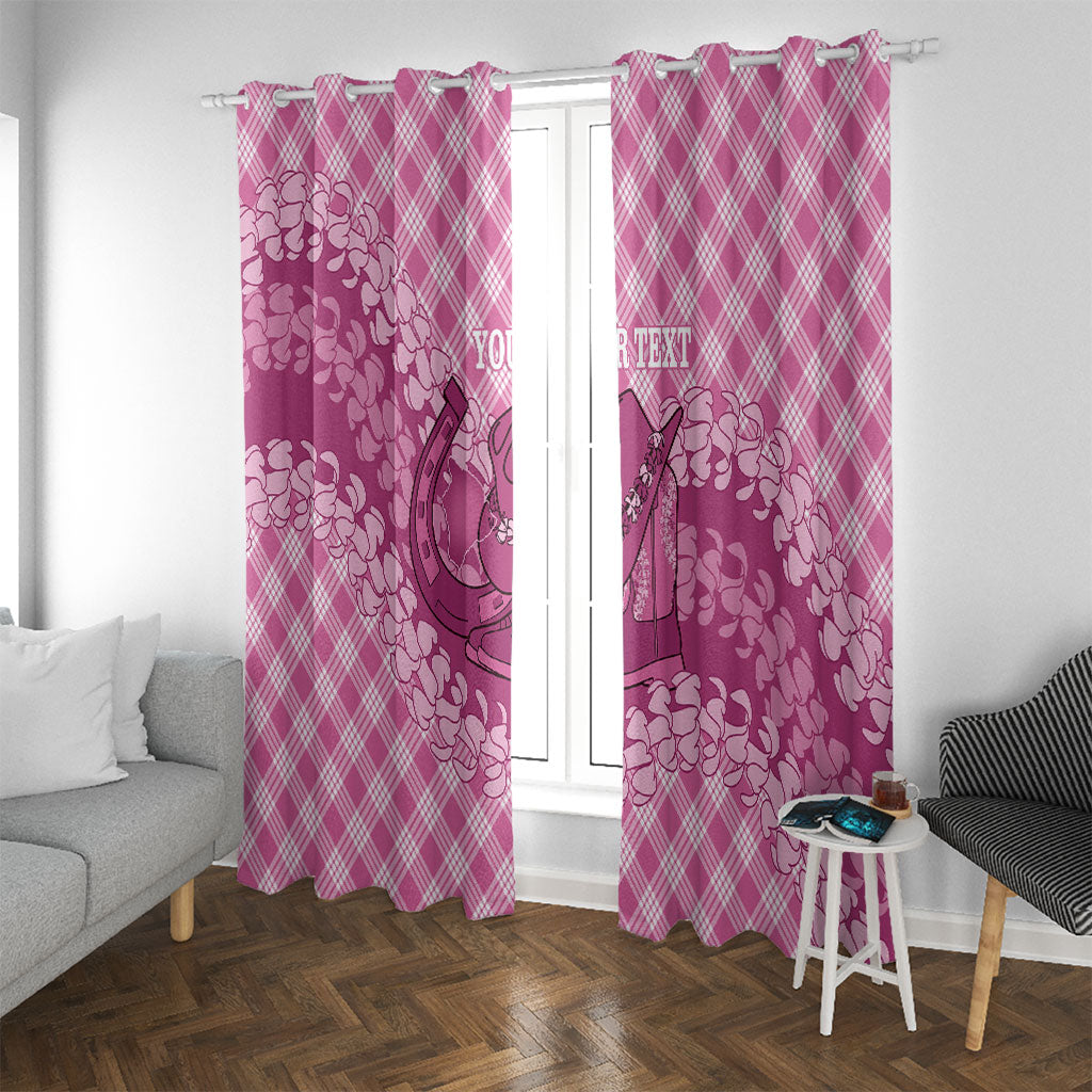 Alaka Hawaii Cowboy Palaka Motifs Personalised Window Curtain Paniolo Festival Puakenikeni Lei LT14 With Grommets Pink - Polynesian Pride