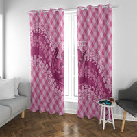 Alaka Hawaii Cowboy Palaka Motifs Personalised Window Curtain Paniolo Festival Puakenikeni Lei LT14 With Grommets Pink - Polynesian Pride