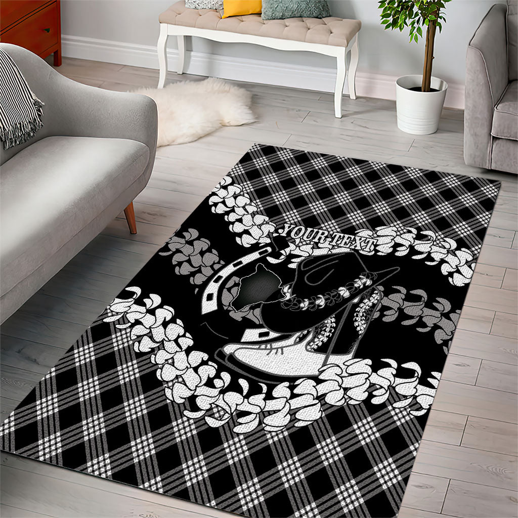Eleele Hawaii Cowboy Palaka Motifs Personalised Area Rug Paniolo Festival Puakenikeni Lei LT14 - Polynesian Pride