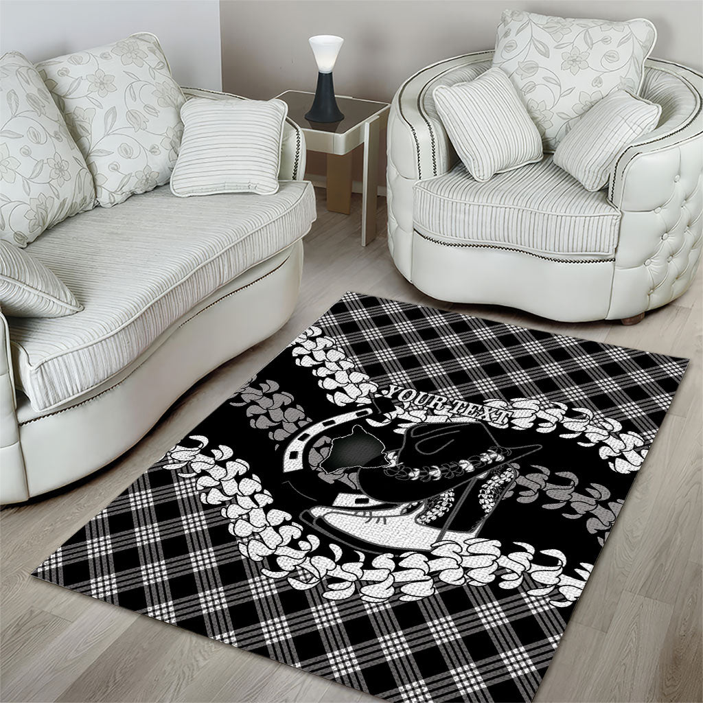 Eleele Hawaii Cowboy Palaka Motifs Personalised Area Rug Paniolo Festival Puakenikeni Lei LT14 - Polynesian Pride