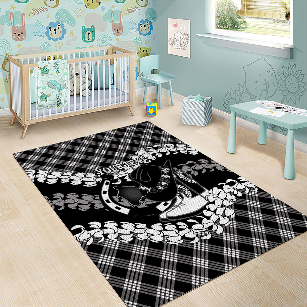 Eleele Hawaii Cowboy Palaka Motifs Personalised Area Rug Paniolo Festival Puakenikeni Lei LT14 - Polynesian Pride
