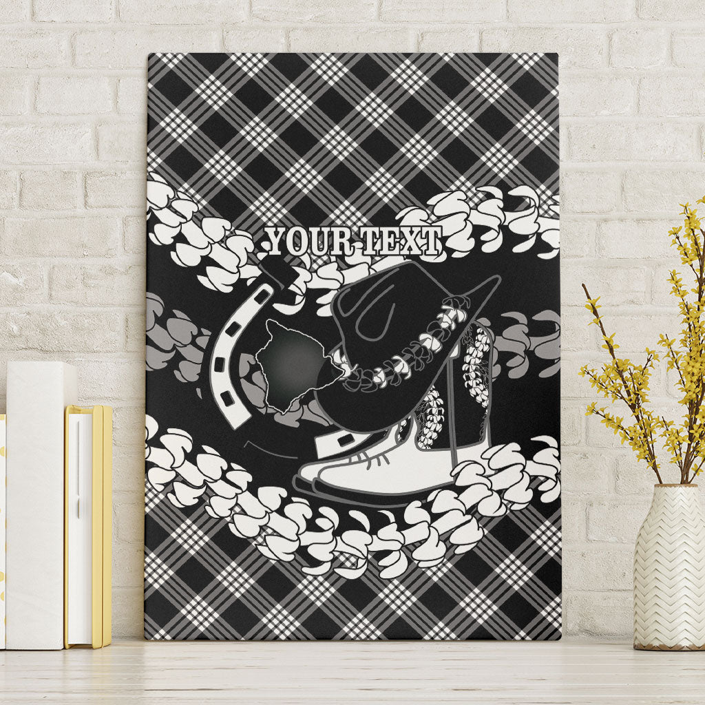 Eleele Hawaii Cowboy Palaka Motifs Personalised Canvas Wall Art Paniolo Festival Puakenikeni Lei