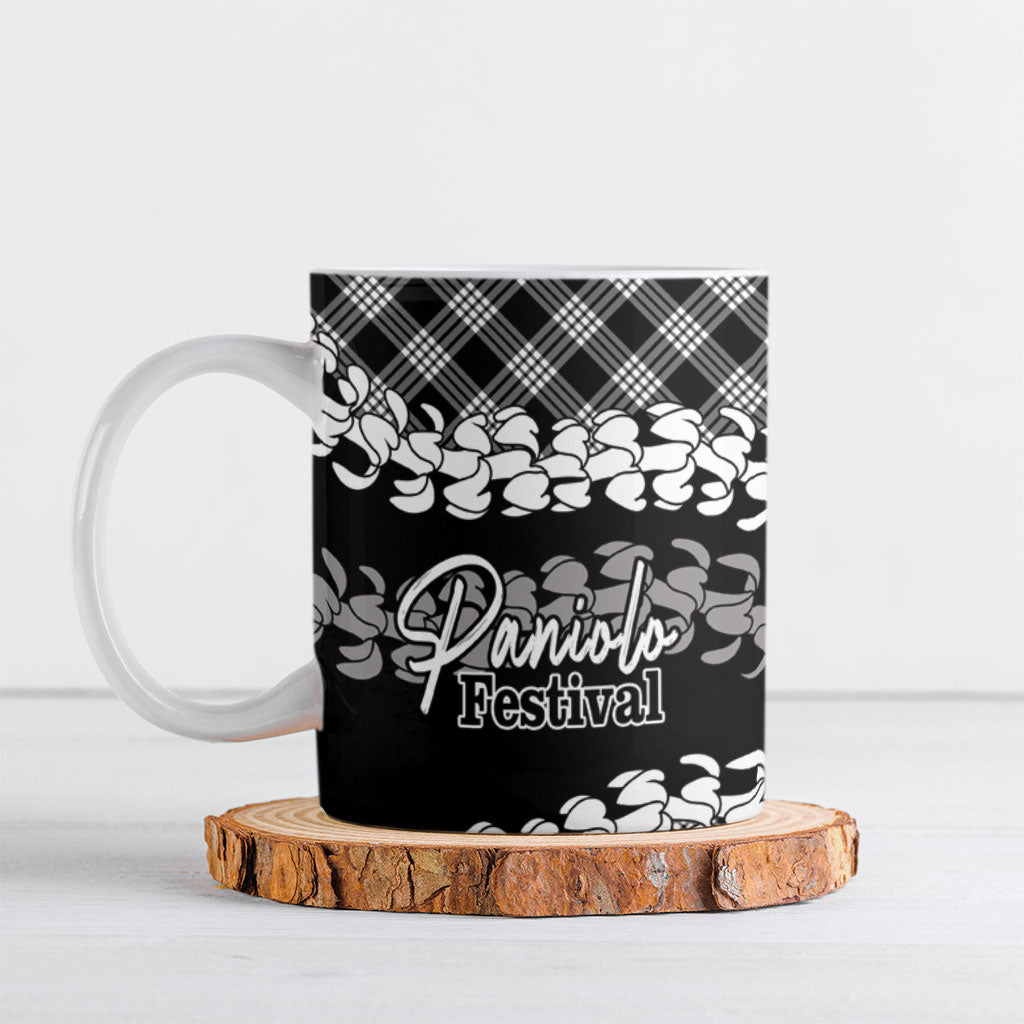 Eleele Hawaii Cowboy Palaka Motifs Personalised Ceramic Mug Paniolo Festival Puakenikeni Lei
