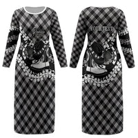 Eleele Hawaii Cowboy Palaka Motifs Personalised Couples Matching Long Sleeve Bodycon Dress and Hawaiian Shirt Paniolo Festival Puakenikeni Lei LT14 - Polynesian Pride