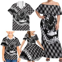 Eleele Hawaii Cowboy Palaka Motifs Personalised Family Matching Off Shoulder Maxi Dress and Hawaiian Shirt Paniolo Festival Puakenikeni Lei LT14 - Polynesian Pride
