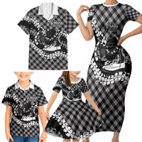 Eleele Hawaii Cowboy Palaka Motifs Personalised Family Matching Short Sleeve Bodycon Dress and Hawaiian Shirt Paniolo Festival Puakenikeni Lei LT14 - Polynesian Pride