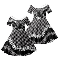 Eleele Hawaii Cowboy Palaka Motifs Personalised Family Matching Summer Maxi Dress and Hawaiian Shirt Paniolo Festival Puakenikeni Lei LT14 Daughter's Dress Black - Polynesian Pride