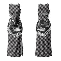 Eleele Hawaii Cowboy Palaka Motifs Personalised Family Matching Tank Maxi Dress and Hawaiian Shirt Paniolo Festival Puakenikeni Lei LT14 Mom's Dress Black - Polynesian Pride