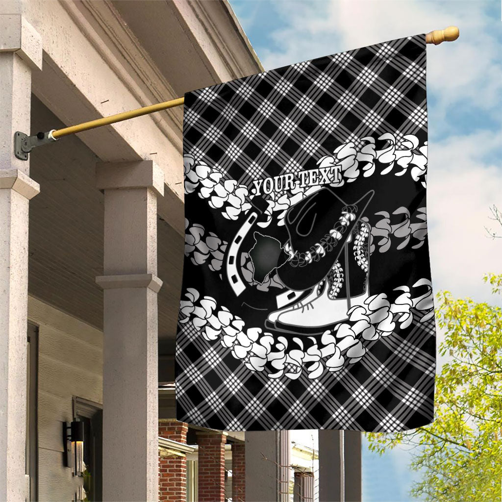 Eleele Hawaii Cowboy Palaka Motifs Personalised Garden Flag Paniolo Festival Puakenikeni Lei LT14 House Flag Black - Polynesian Pride