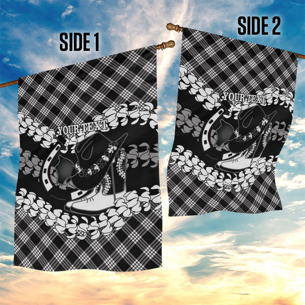 Eleele Hawaii Cowboy Palaka Motifs Personalised Garden Flag Paniolo Festival Puakenikeni Lei LT14 - Polynesian Pride