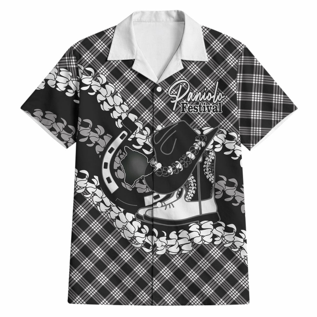 Eleele Hawaii Cowboy Palaka Motifs Personalised Hawaiian Shirt Paniolo Festival Puakenikeni Lei LT14 Black - Polynesian Pride