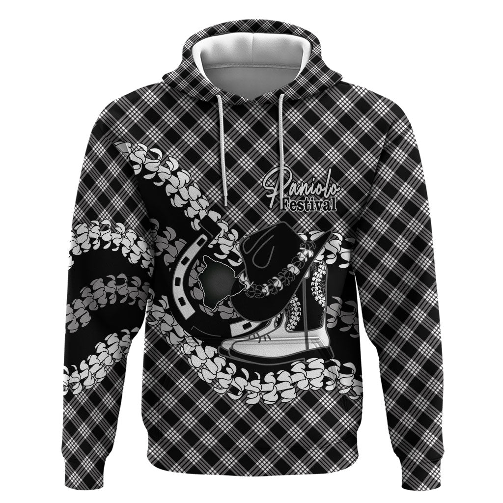 Eleele Hawaii Cowboy Palaka Motifs Personalised Hoodie Paniolo Festival Puakenikeni Lei