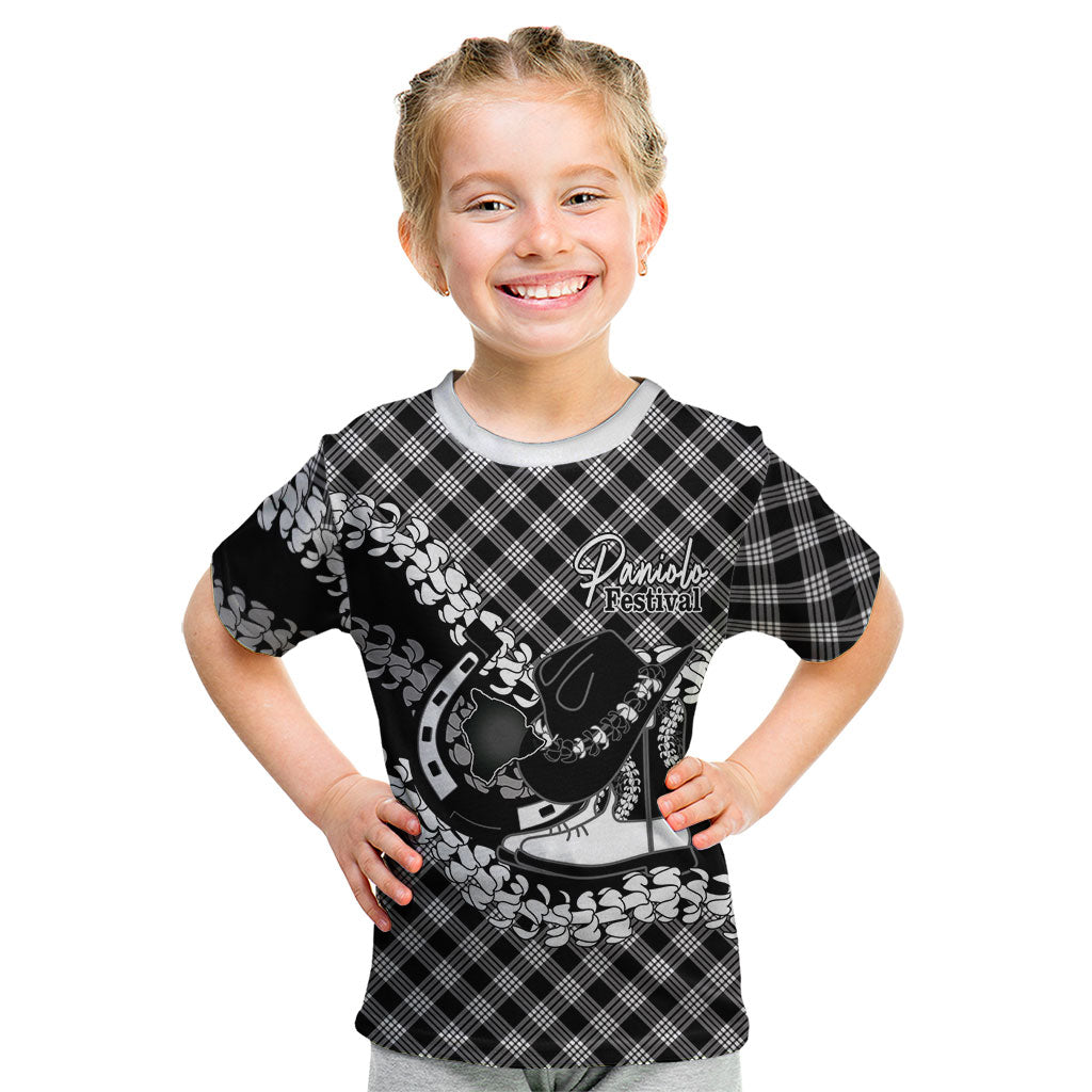 Eleele Hawaii Cowboy Palaka Motifs Personalised Kid T Shirt Paniolo Festival Puakenikeni Lei