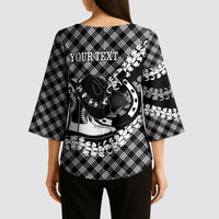 Eleele Hawaii Cowboy Palaka Motifs Personalised Kimono Sleeve Blouse Paniolo Festival Puakenikeni Lei LT14 - Polynesian Pride