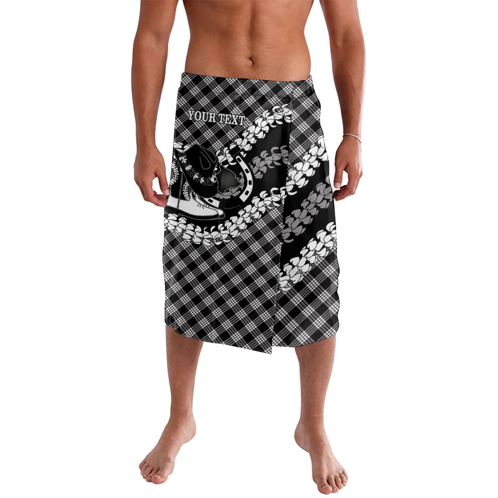 Eleele Hawaii Cowboy Palaka Motifs Personalised Lavalava Paniolo Festival Puakenikeni Lei LT14 Black - Polynesian Pride