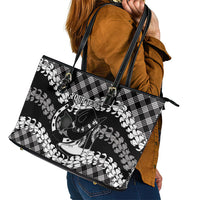 Eleele Hawaii Cowboy Palaka Motifs Personalised Leather Tote Bag Paniolo Festival Puakenikeni Lei LT14 - Polynesian Pride