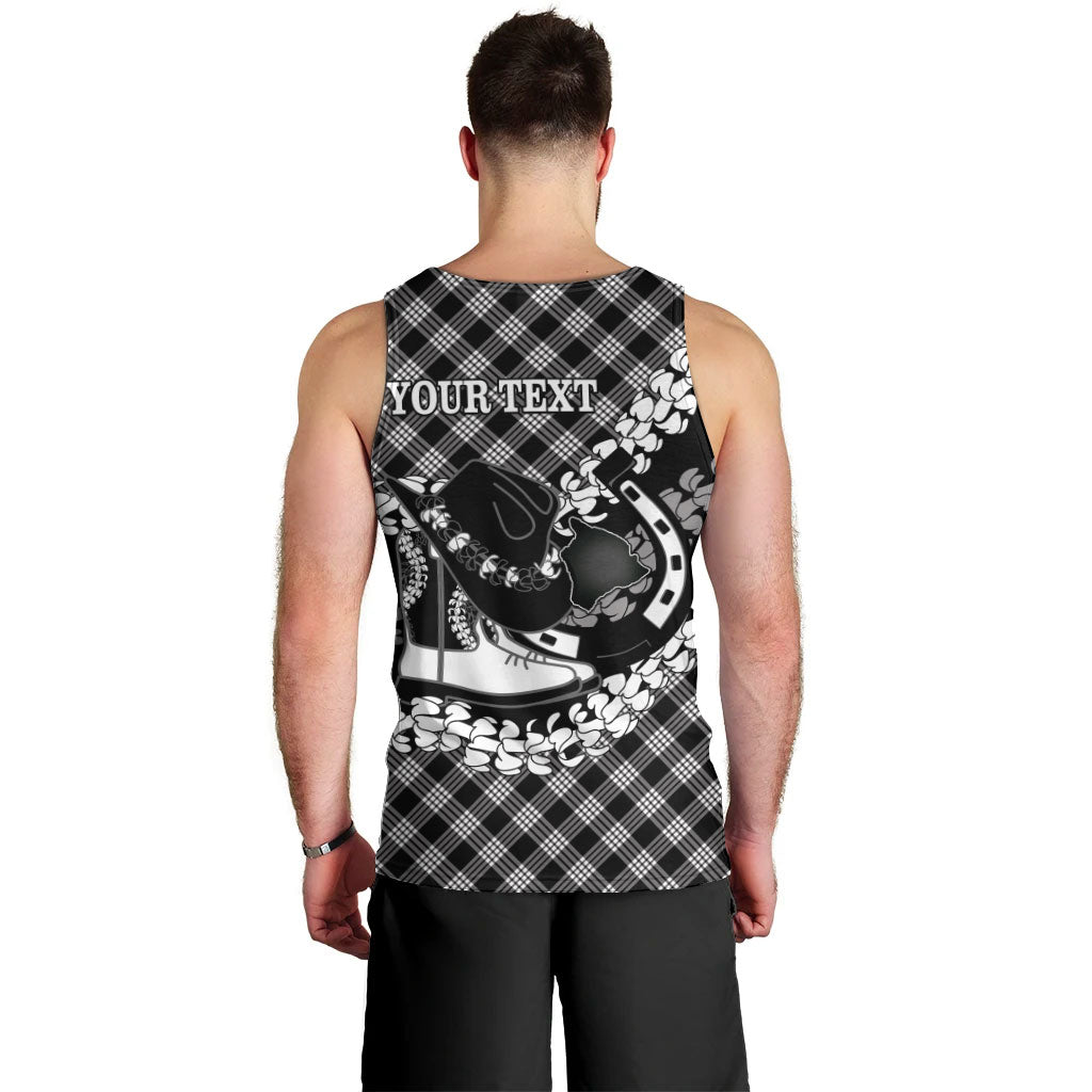 Eleele Hawaii Cowboy Palaka Motifs Personalised Men Tank Top Paniolo Festival Puakenikeni Lei LT14 - Polynesian Pride