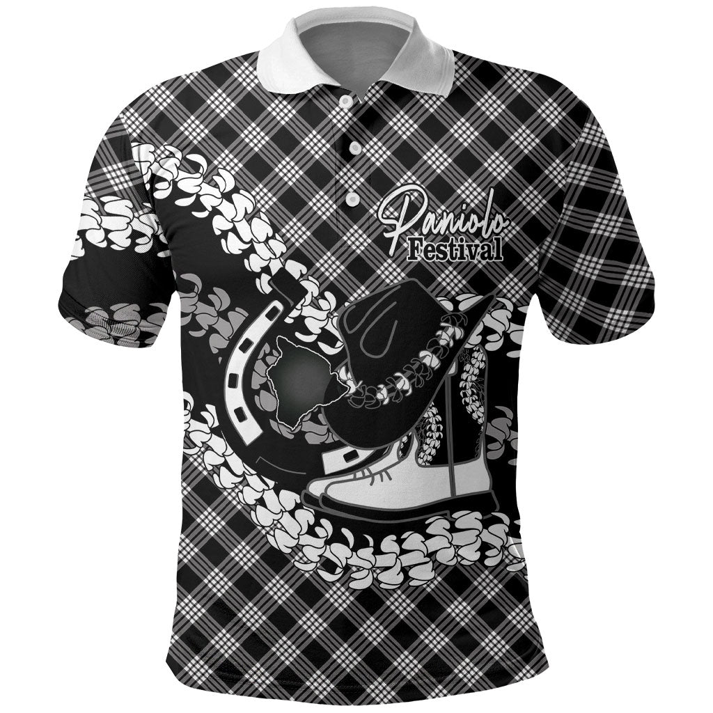 Eleele Hawaii Cowboy Palaka Motifs Personalised Polo Shirt Paniolo Festival Puakenikeni Lei LT14 Black - Polynesian Pride