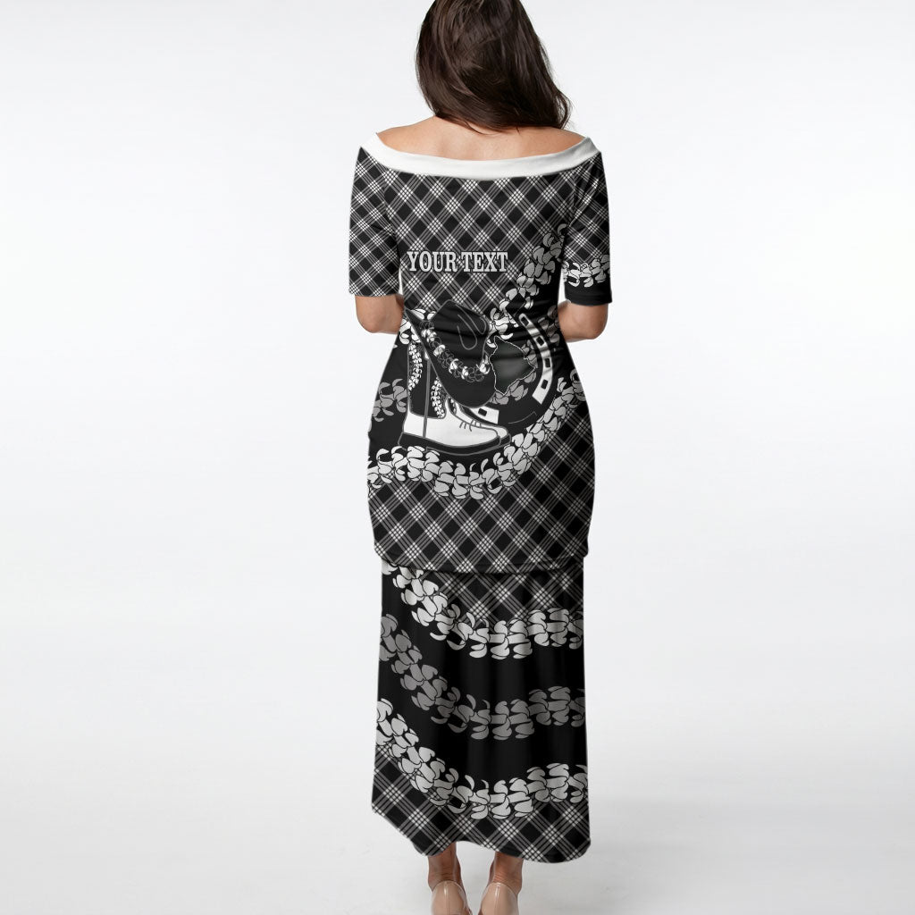 Eleele Hawaii Cowboy Palaka Motifs Personalised Puletasi Paniolo Festival Puakenikeni Lei LT14 - Polynesian Pride