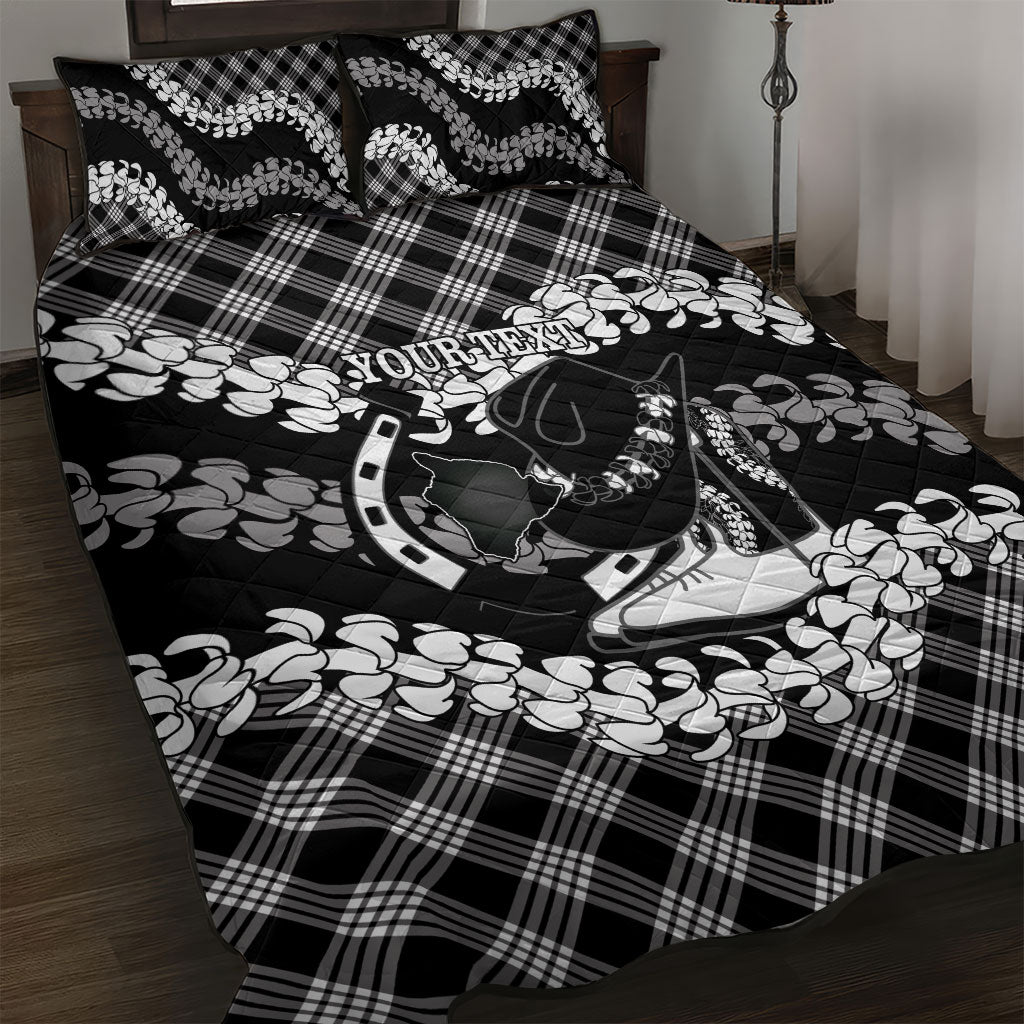 Eleele Hawaii Cowboy Palaka Motifs Personalised Quilt Bed Set Paniolo Festival Puakenikeni Lei LT14 Black - Polynesian Pride