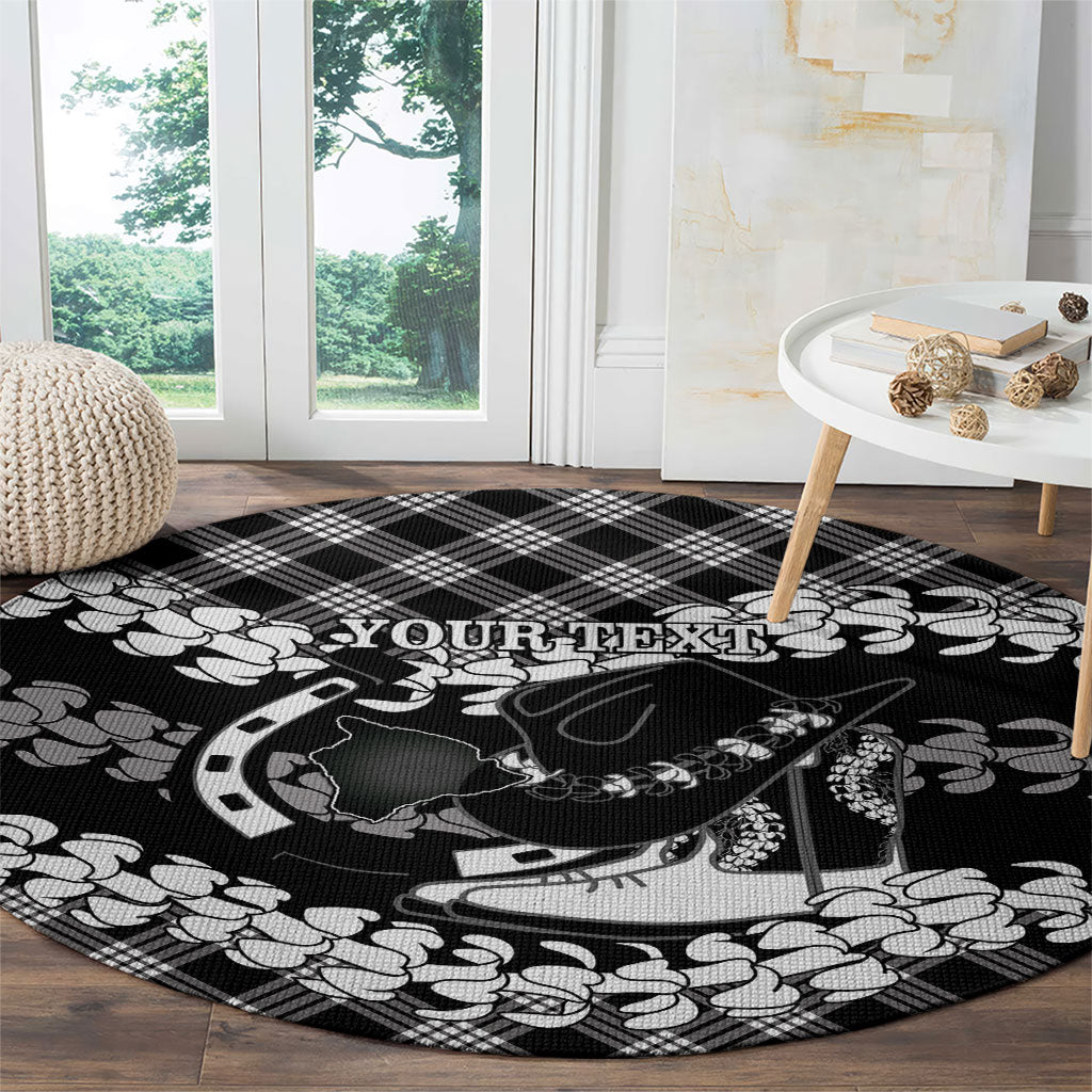 Eleele Hawaii Cowboy Palaka Motifs Personalised Round Carpet Paniolo Festival Puakenikeni Lei LT14 - Polynesian Pride