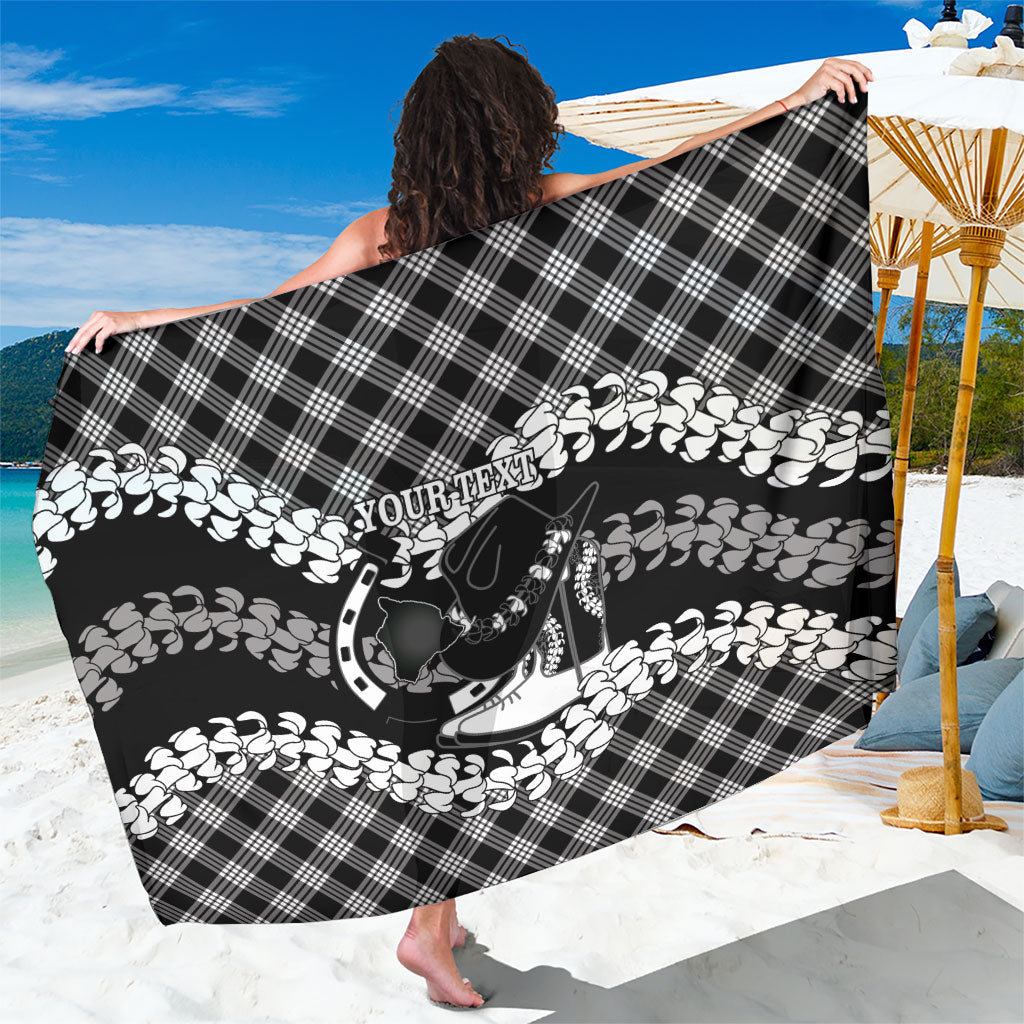 Eleele Hawaii Cowboy Palaka Motifs Personalised Sarong Paniolo Festival Puakenikeni Lei LT14 One Size 44 x 66 inches Black - Polynesian Pride