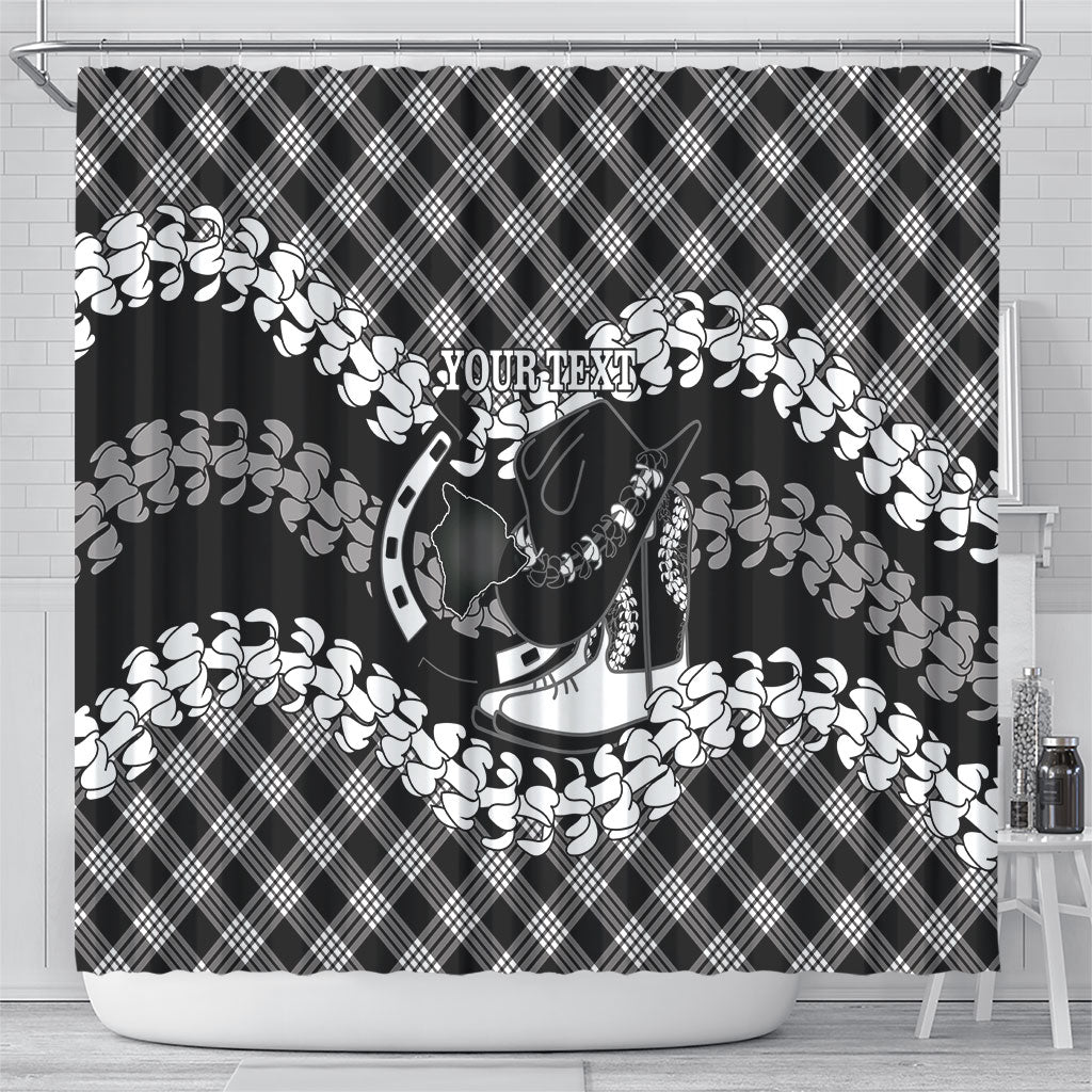 Eleele Hawaii Cowboy Palaka Motifs Personalised Shower Curtain Paniolo Festival Puakenikeni Lei LT14 - Polynesian Pride