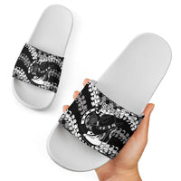 Eleele Hawaii Cowboy Palaka Motifs Personalised Slide Sandals Paniolo Festival Puakenikeni Lei LT14 - Polynesian Pride
