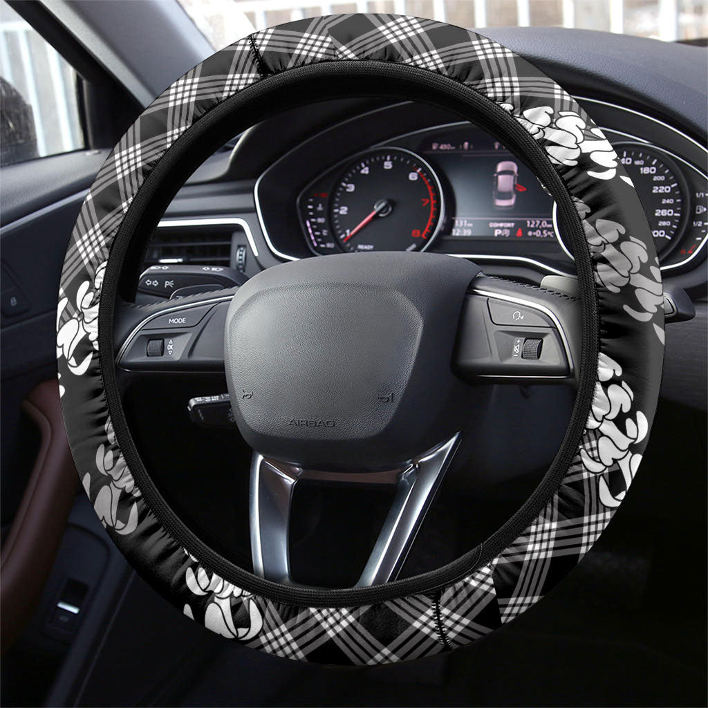 Eleele Hawaii Cowboy Palaka Motifs Steering Wheel Cover Paniolo Festival Puakenikeni Lei LT14 - Polynesian Pride