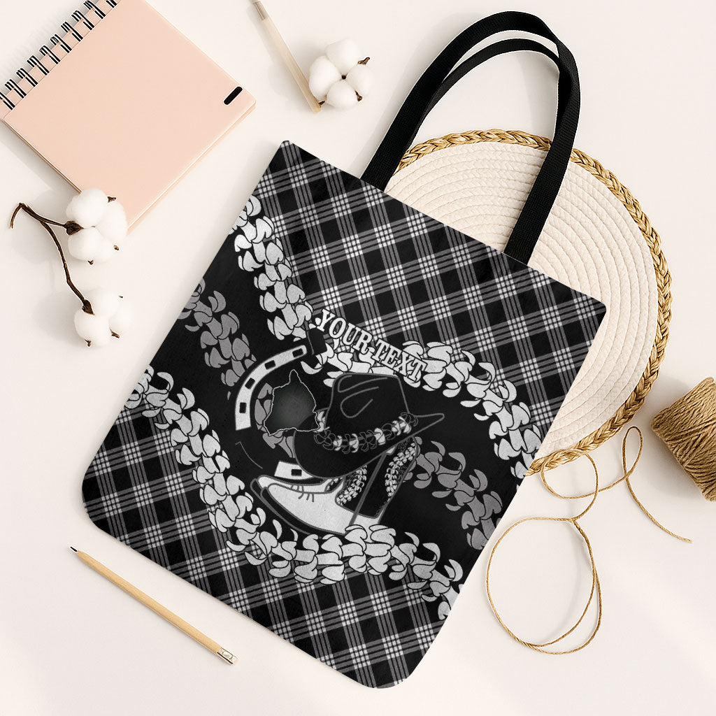 Eleele Hawaii Cowboy Palaka Motifs Personalised Tote Bag Paniolo Festival Puakenikeni Lei