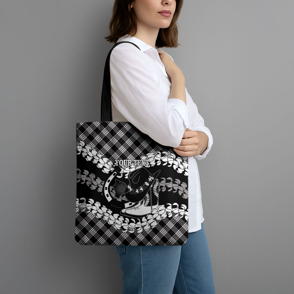 Eleele Hawaii Cowboy Palaka Motifs Personalised Tote Bag Paniolo Festival Puakenikeni Lei LT14 - Polynesian Pride