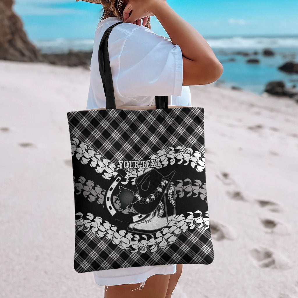 Eleele Hawaii Cowboy Palaka Motifs Personalised Tote Bag Paniolo Festival Puakenikeni Lei LT14 - Polynesian Pride