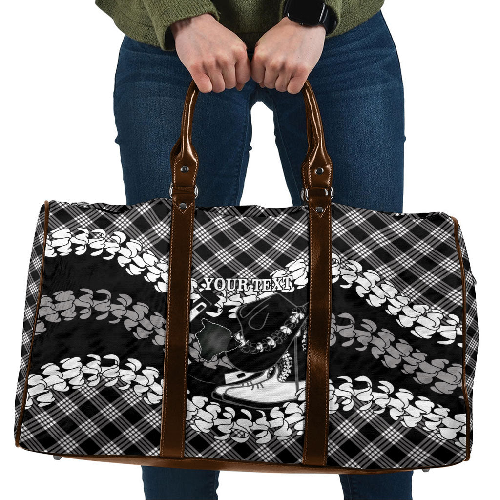 Eleele Hawaii Cowboy Palaka Motifs Personalised Travel Bag Paniolo Festival Puakenikeni Lei LT14 Black - Polynesian Pride