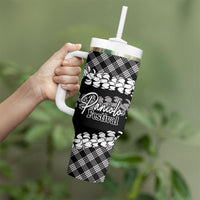 Eleele Hawaii Cowboy Palaka Motifs Personalised Tumbler With Handle Paniolo Festival Puakenikeni Lei LT14 - Polynesian Pride