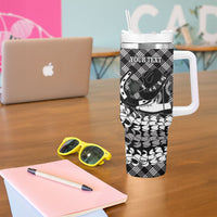 Eleele Hawaii Cowboy Palaka Motifs Personalised Tumbler With Handle Paniolo Festival Puakenikeni Lei LT14 - Polynesian Pride