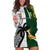 South Africa And Fiji Rugby Hoodie Dress 2023 World Cup Fijian Tapa With Kente Pattern LT14 Green - Polynesian Pride