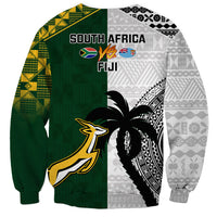 South Africa And Fiji Rugby Sweatshirt 2023 World Cup Fijian Tapa With Kente Pattern LT14 - Polynesian Pride