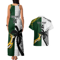 Custom South Africa And Fiji Rugby Couples Matching Tank Maxi Dress and Hawaiian Shirt 2023 World Cup Fijian Tapa With Kente Pattern LT14 - Polynesian Pride