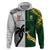 Custom South Africa And Fiji Rugby Hoodie 2023 World Cup Fijian Tapa With Kente Pattern LT14 Zip Hoodie Green - Polynesian Pride