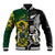 South Africa And Aotearoa Rugby Baseball Jacket 2023 Springboks Kente Combine All Black Maori Fern LT14 Unisex Green - Polynesian Pride