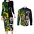 South Africa And Aotearoa Rugby Couples Matching Long Sleeve Bodycon Dress and Long Sleeve Button Shirts 2023 Springboks Kente Combine All Black Maori Fern LT14 Green - Polynesian Pride