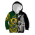 South Africa And Aotearoa Rugby Kid Hoodie 2023 Springboks Kente Combine All Black Maori Fern LT14 Hoodie Green - Polynesian Pride