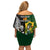 South Africa And Aotearoa Rugby Off Shoulder Short Dress 2023 Springboks Kente Combine All Black Maori Fern LT14 - Polynesian Pride