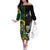 South Africa And Aotearoa Rugby Off The Shoulder Long Sleeve Dress 2023 Springboks Kente Combine All Black Maori Fern LT14 Women Green - Polynesian Pride