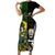 South Africa And Aotearoa Rugby Short Sleeve Bodycon Dress 2023 Springboks Kente Combine All Black Maori Fern LT14 Long Dress Green - Polynesian Pride